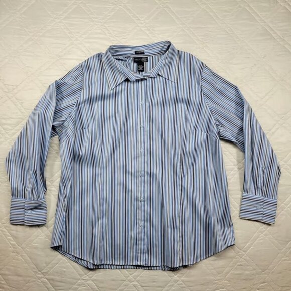 Tops - Venezia Jeans blue stripe womens fitted long sleeve dress shirt size 22/24